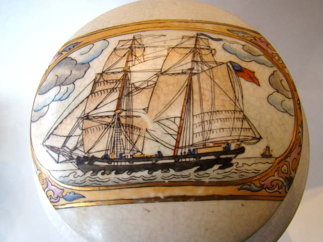 A Chinese Export 'style' porcelain tea jar with American ship motif — image 2